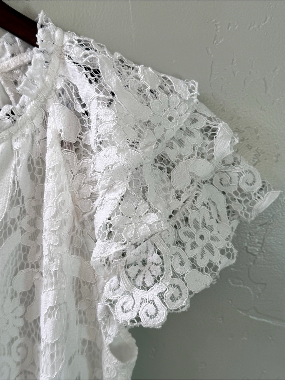 Nanette Lepore White Lace Resort Flutter Sleeve Blouse L - Picture 4 of 11